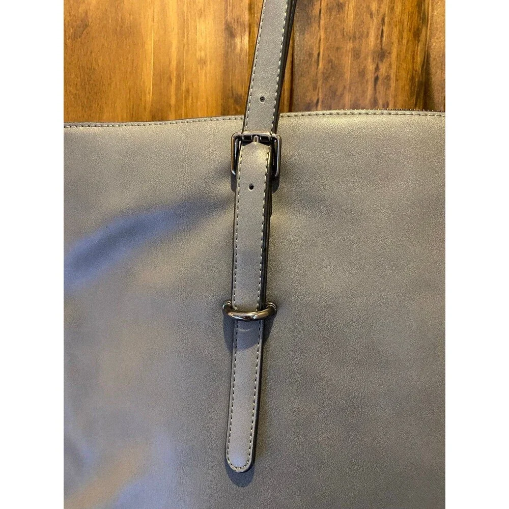 Dark Grey Laptop Work Bag w/ Adj. Straps Beautiful Stitching & Loads of Room